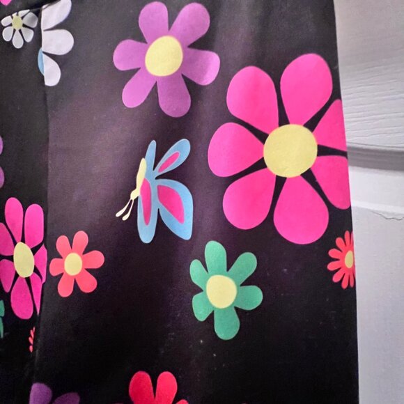 Heart Raves Daisy-Butterflies-60's Hippie Floral Flare leg Stretch Women's Pants - Picture 6 of 10